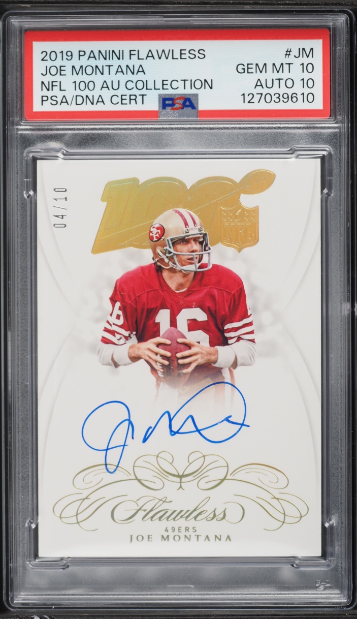 2019 Panini Flawless NFL 100 Collection Joe Montana AUTO DNA 10 /10 #NFL100-JM PSA 10 GEM MINT - Photo 1