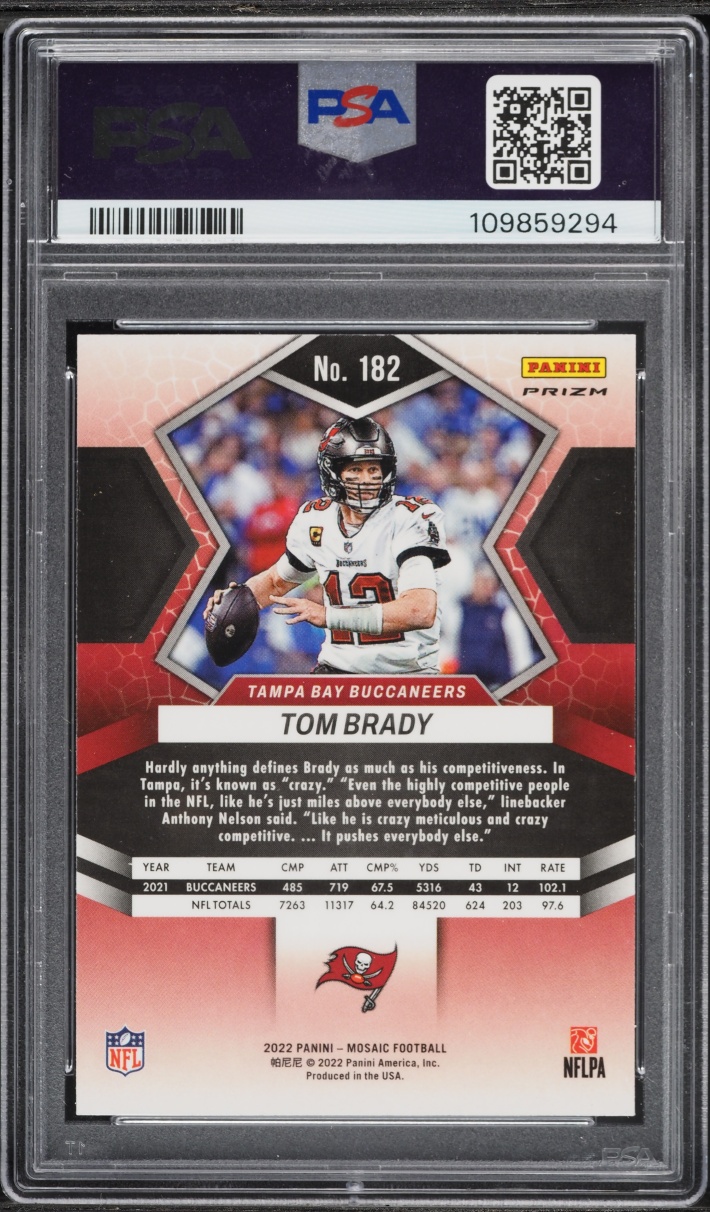 2022 Panini Mosaic Gold Sparkle Tom Brady #182 PSA 10 GEM MINT - Photo 2