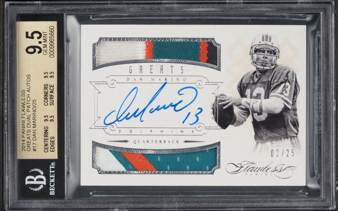 2014 Panini Flawless Greats Dual Dan Marino PATCH AUTO /25 #17 BGS 9.5 GEM MINT - Photo 1