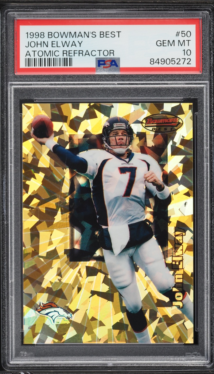 1998 Bowman's Best Atomic Refractor John Elway /100 #50 PSA 10 GEM MINT - Photo 1