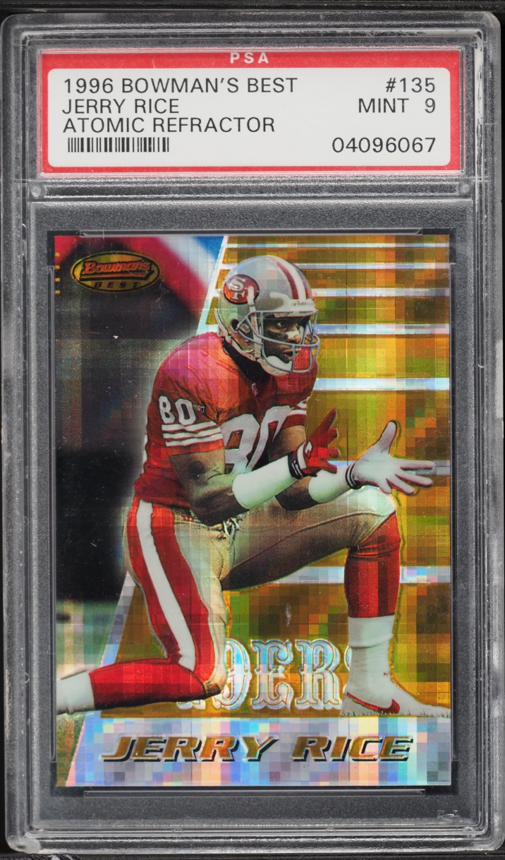 1996 Bowman's Best Atomic Refractor Jerry Rice #135 PSA 9 MINT - Photo 1