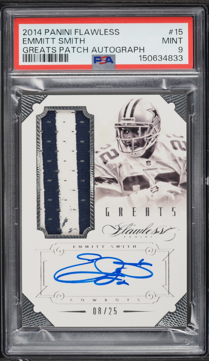 2014 Panini Flawless Greats Emmitt Smith PATCH AUTO /25 #15 PSA 9 MINT - Photo 1
