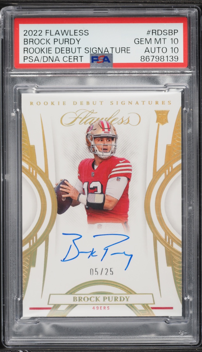 2022 Panini Flawless Debut Brock Purdy ROOKIE AUTO DNA 10 /25 #RDS-BP PSA 10 GEM MINT - Photo 1