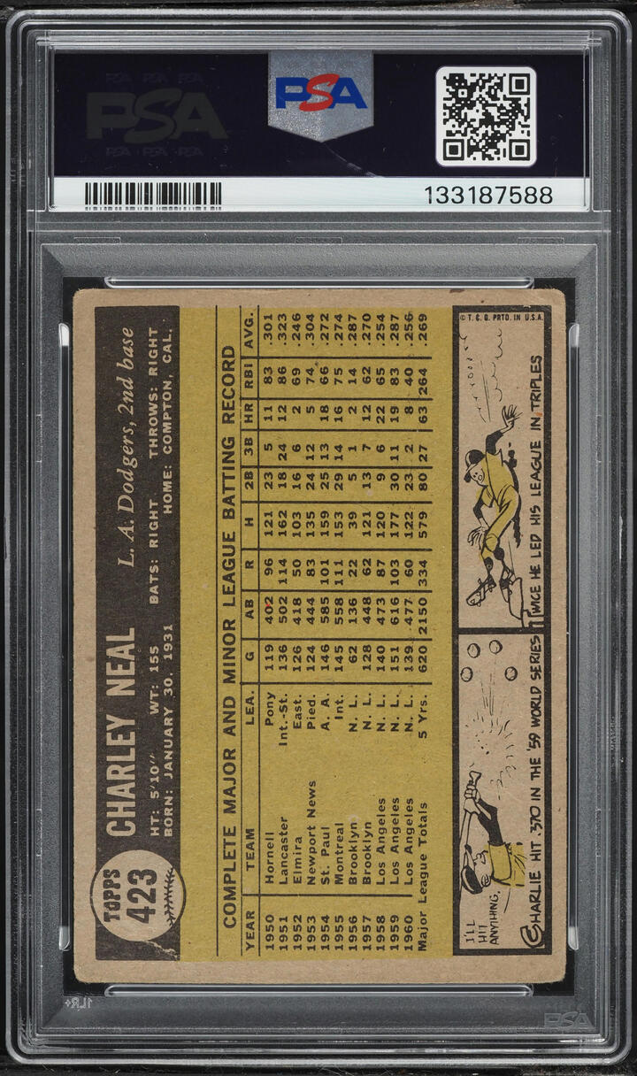1961 Topps Charlie Neal SHORT PRINT #423 PSA 3 VG