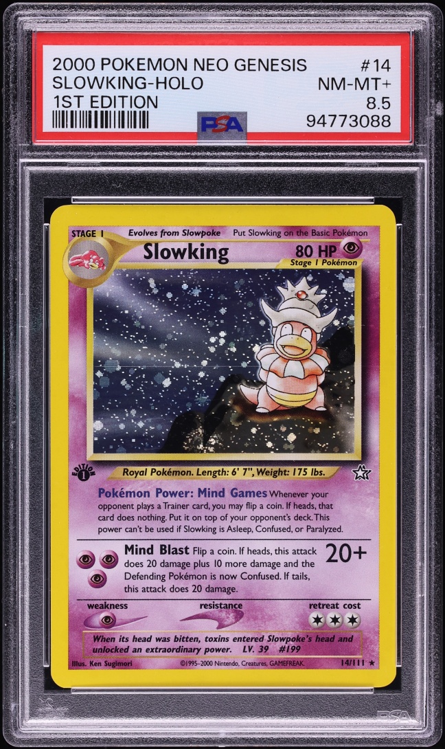 2000 Pokemon Neo Genesis 1st Edition Holo Slowking #14 PSA 8.5 NM-MT+