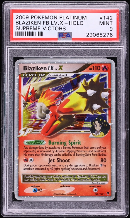 2009 Pokemon Platinum Supreme Victors Holo Blaziken FB LV.X #142 PSA 9 MINT