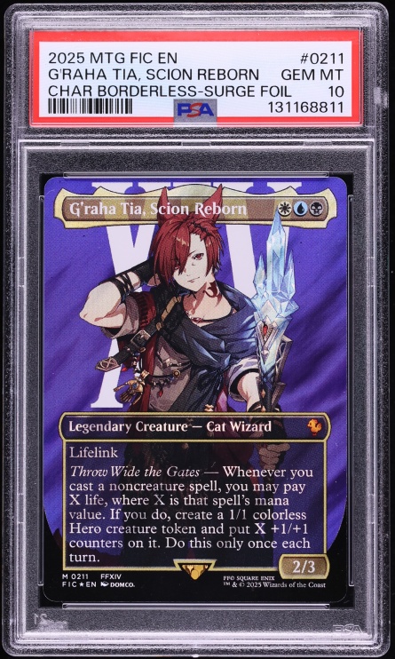 2025 MTG Final Fantasy Commander Borderless Surge Foil G'Raha Tia, Scion Reborn #0211 PSA 10