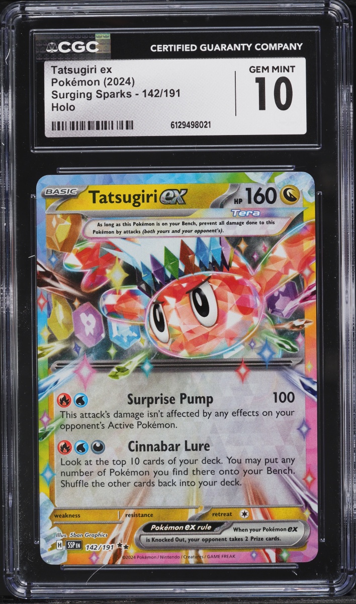 2024 Pokemon Scarlet & Violet Surging Sparks Holo Tatsugiri ex #142 CGC 10 GEM MINT