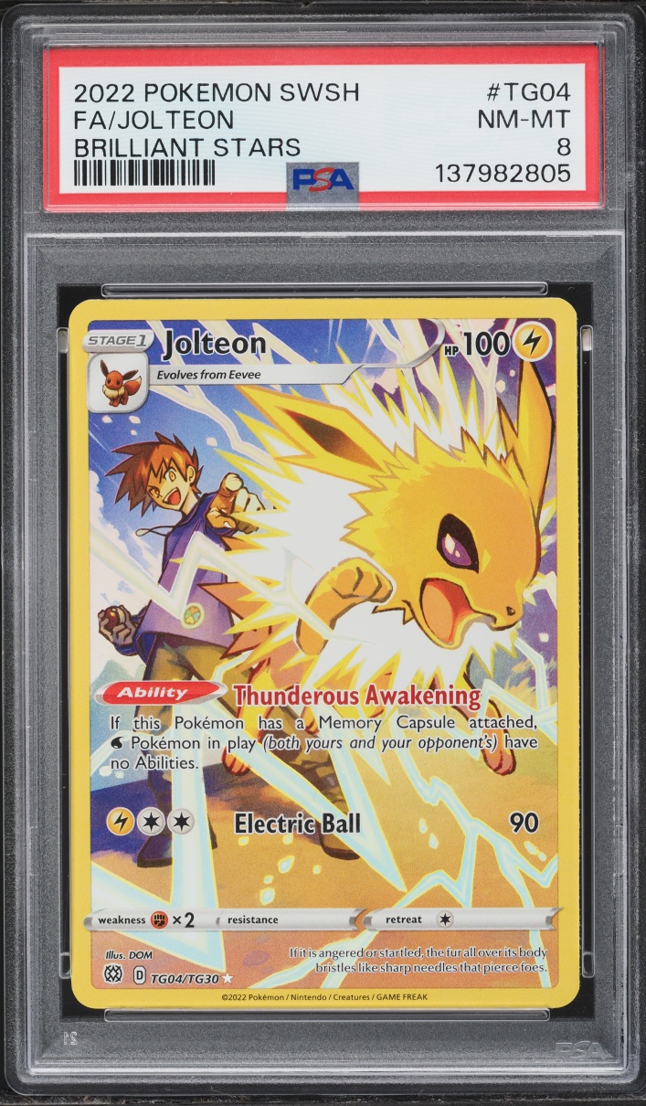 2022 Pokemon Sword & Shield Brilliant Stars CHR Jolteon #TG04 PSA 8 NM-MT