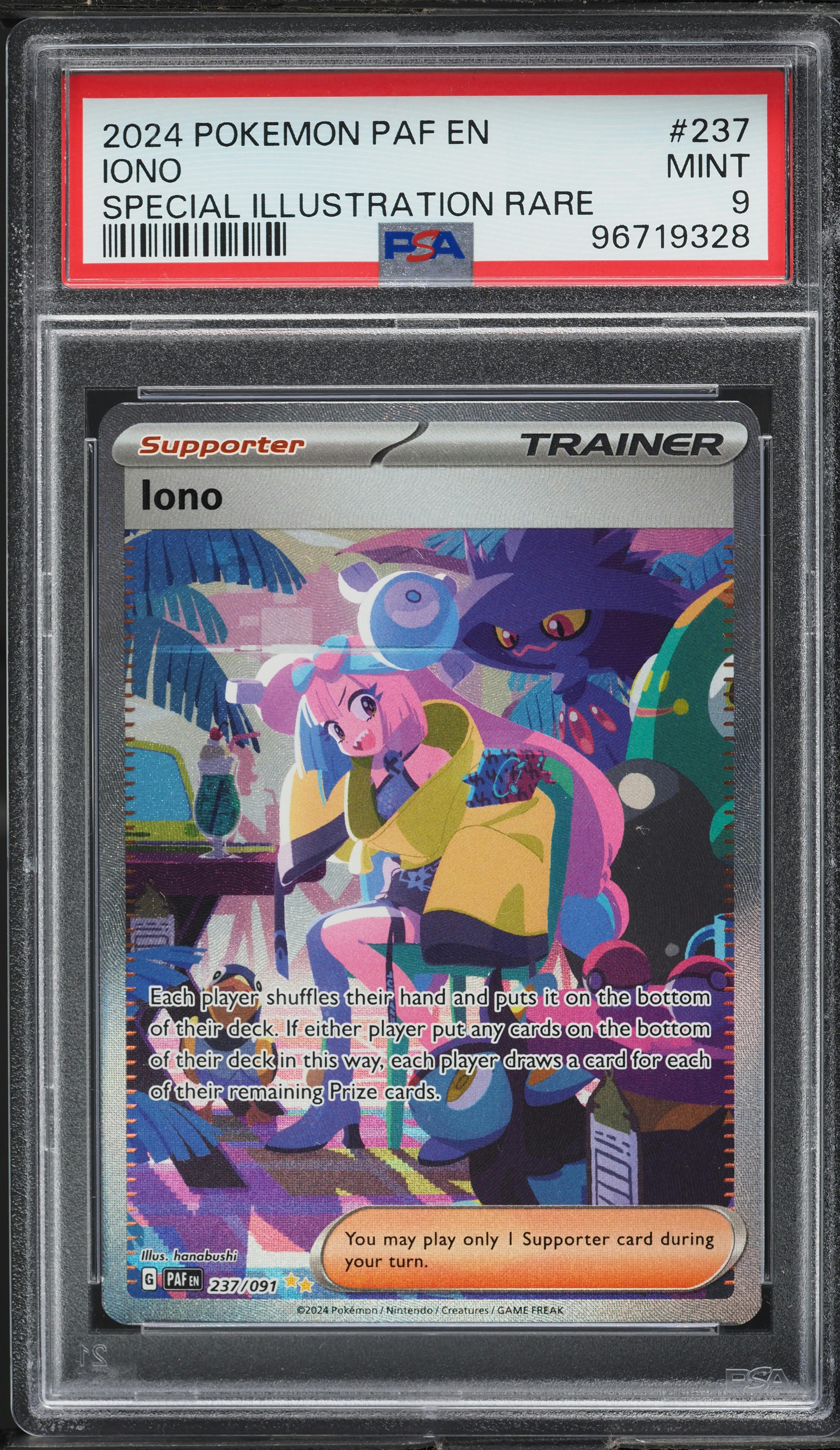 2024 Pokemon Scarlet & Violet Paldean Fates SIR Iono #237 PSA 9 MINT