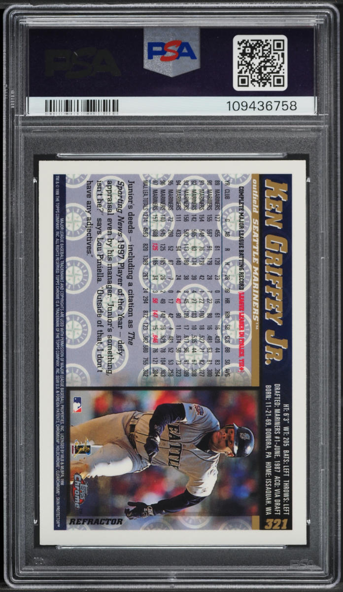 1998 Topps Chrome Refractor Ken Griffey Jr. #321 PSA 8 NM-MT