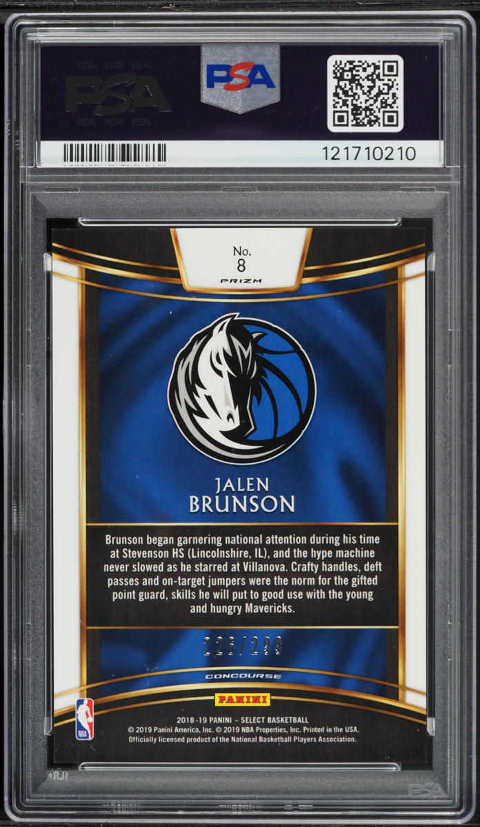 2018 Select Concourse Light Blue Prizm Jalen Brunson ROOKIE /299 #8 PSA 10 GEM MINT