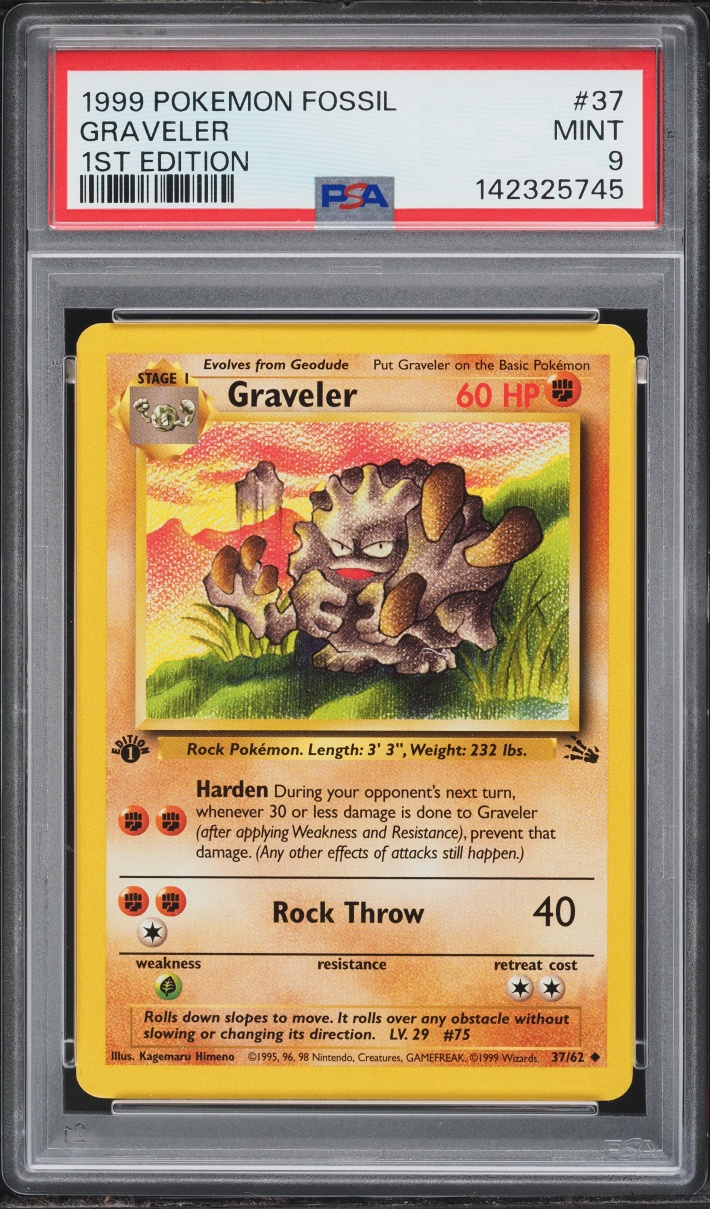 1999 Pokemon Fossil 1st Edition Graveler #37 PSA 9 MINT