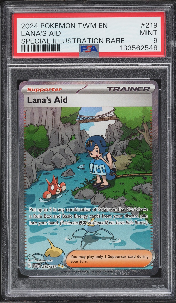 2024 Pokemon Scarlet & Violet Twilight Masquerade SIR Lana's Aid #219 PSA 9 MINT