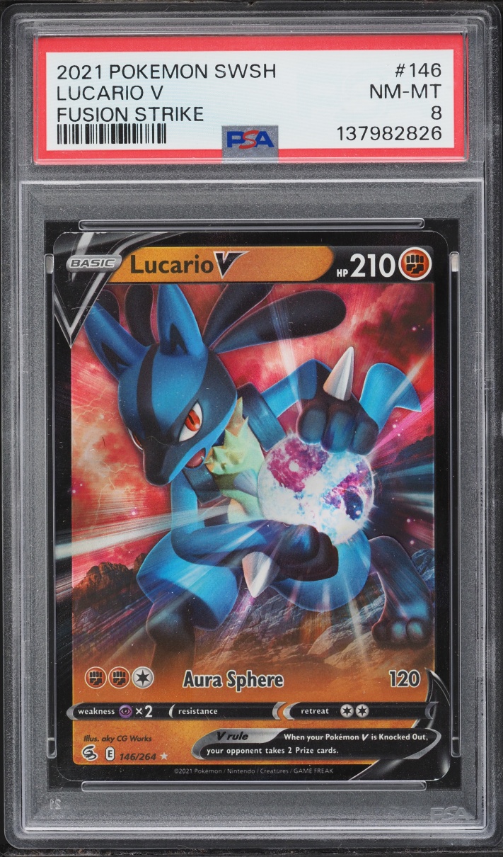 2021 Pokemon Sword & Shield Fusion Strike Alt Art Lucario V #146 PSA 8 NM-MT