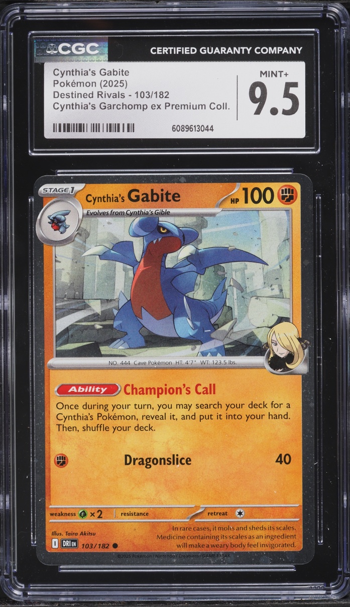 2025 Pokemon SV Destined Rivals Premium Collection Cynthia's Gabite #103 CGC 9.5 MINT+