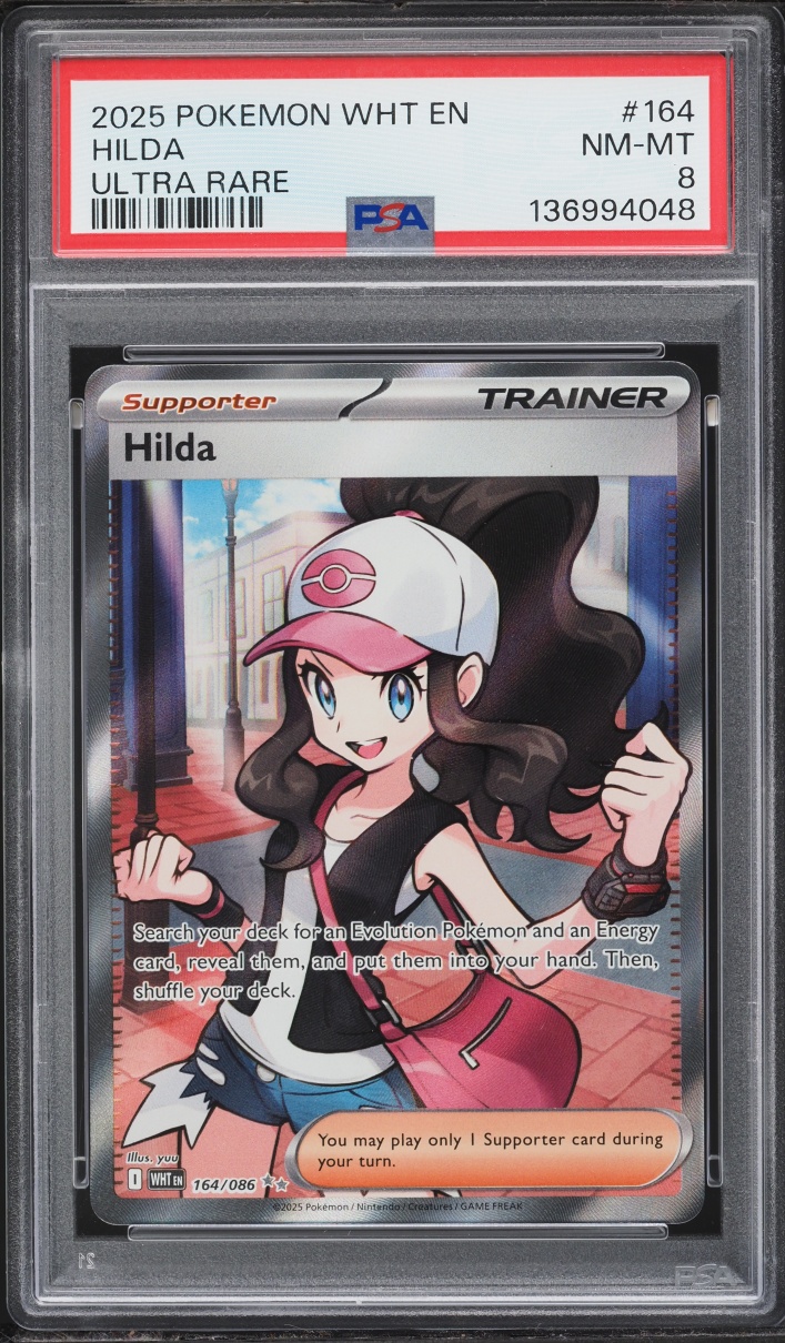2025 Pokemon Scarlet & Violet White Flare Full Art Hilda #164 PSA 8 NM-MT