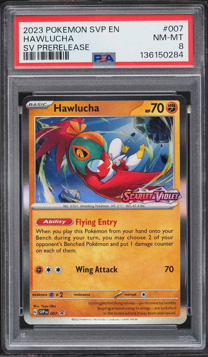 2023 Pokemon Scarlet & Violet Black Star Promo Prerelease Hawlucha #007 PSA 8 NM-MT