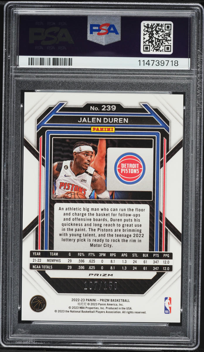 2022 Panini Prizm Blue Fast Break Jalen Duren ROOKIE /150