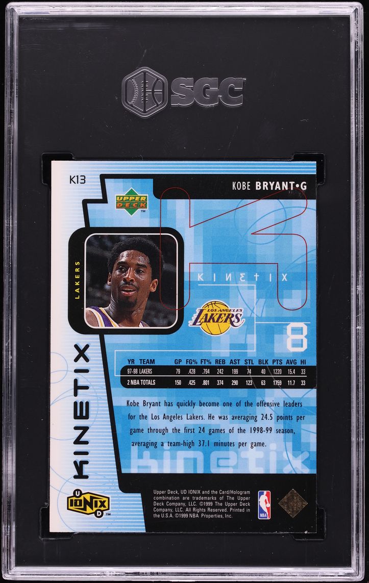 1998 Upper Deck Ionix Kinetix Kobe Bryant #K13 SGC 9.5 MINT+