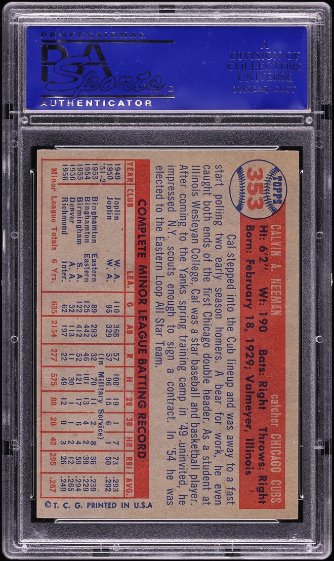1957 Topps Cal Neeman #353 PSA 8 NM-MT