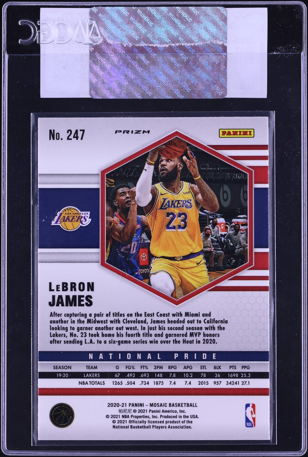2020 Panini Mosaic Gold Wave LeBron James #247 CGC AUTH
