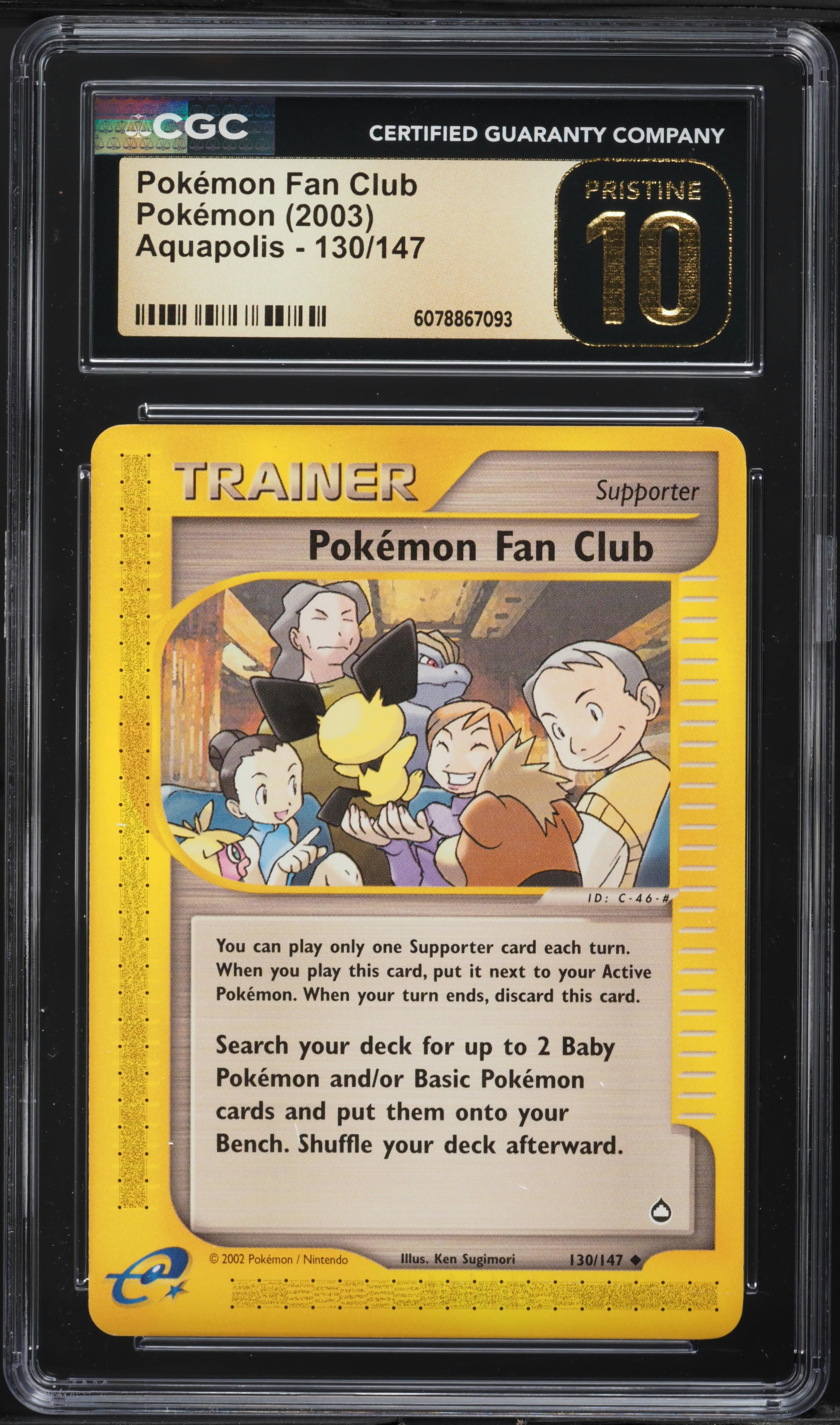 2003 Pokemon Aquapolis Pokemon Fan Club #130 CGC 10 PRISTINE