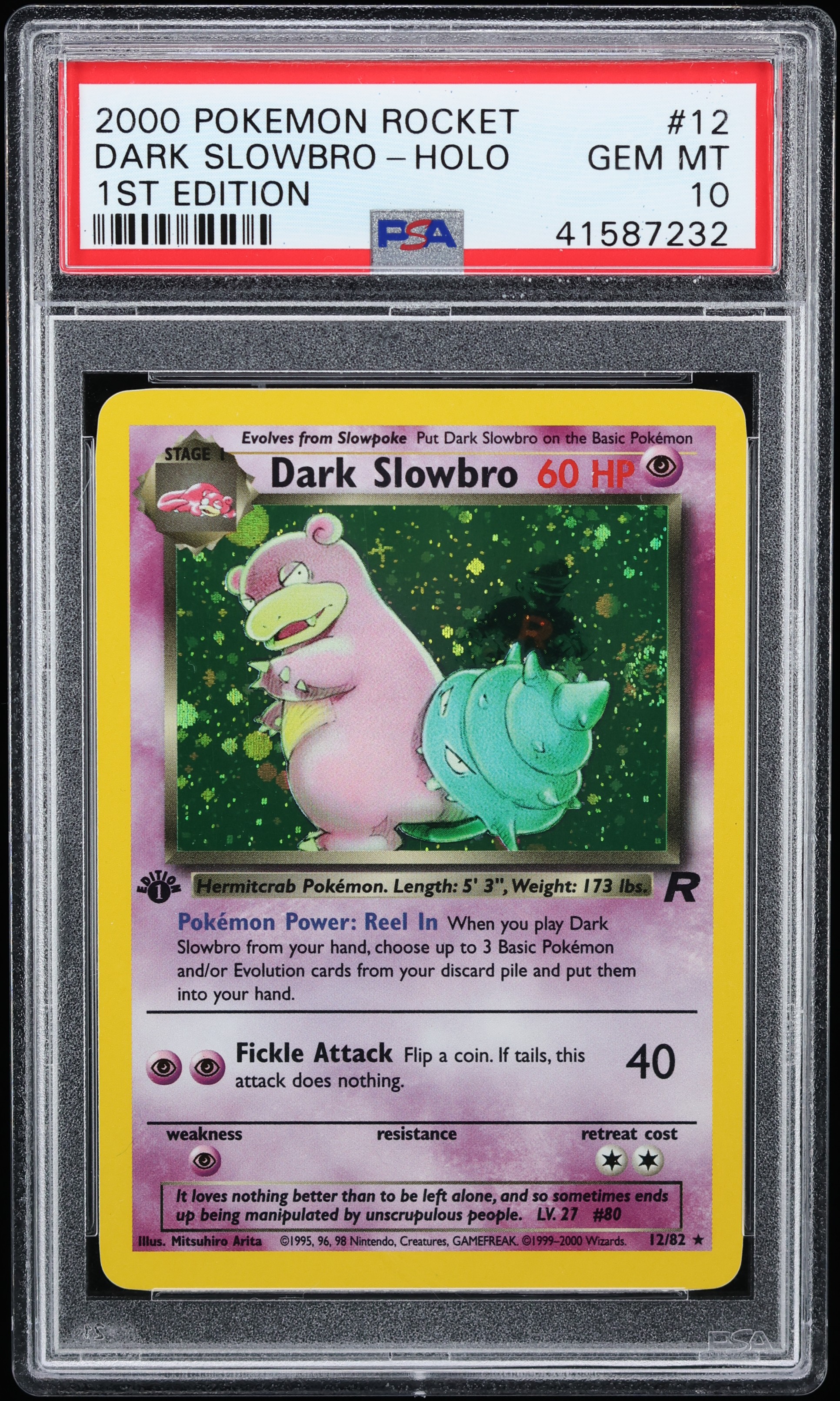 2000 Pokemon Team Rocket 1st Edition Holo Dark Slowbro #12 PSA 10 GEM MINT
