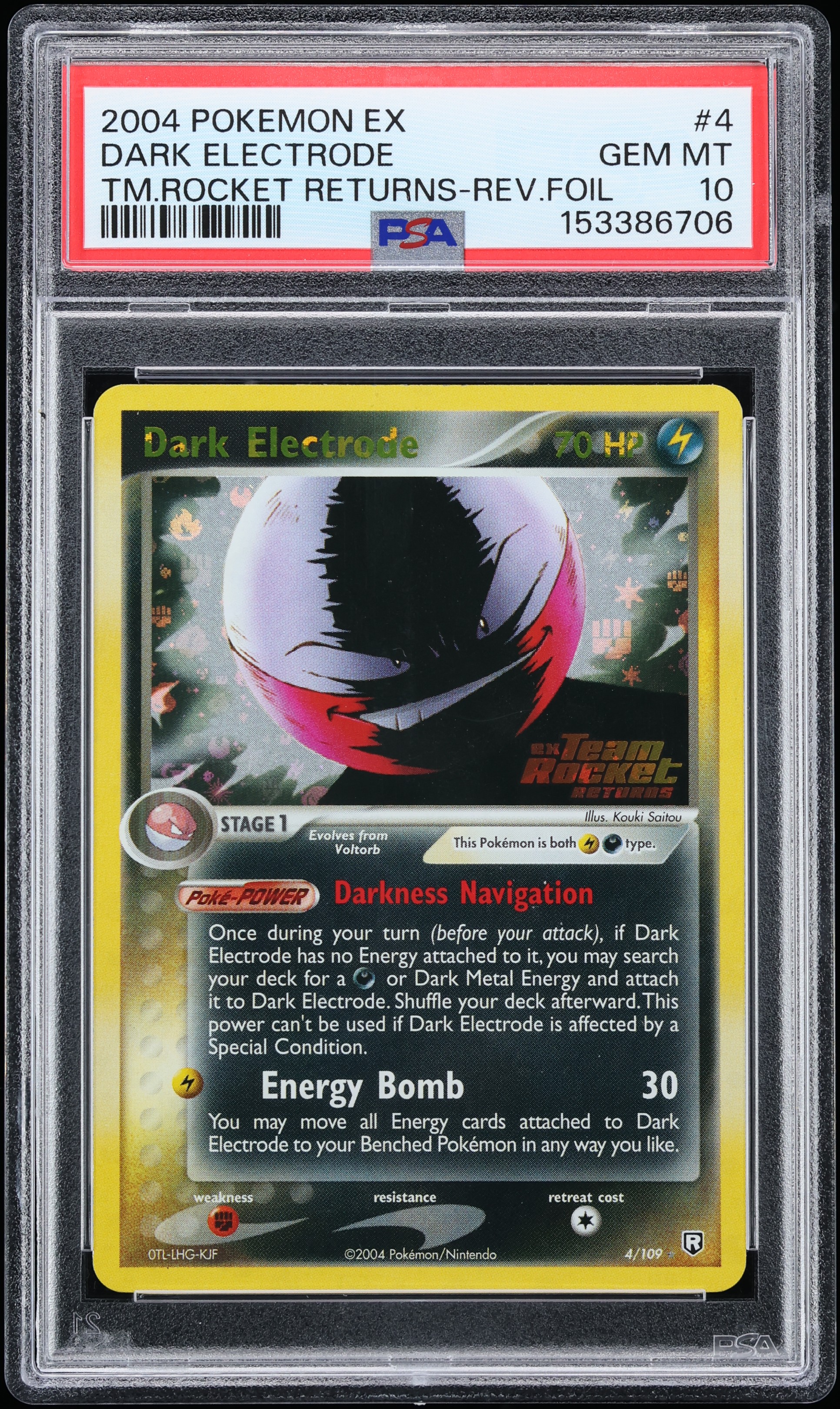 2004 Pokemon EX Team Rocket Returns Reverse Holo Dark Electrode #4 PSA 10 GEM MINT