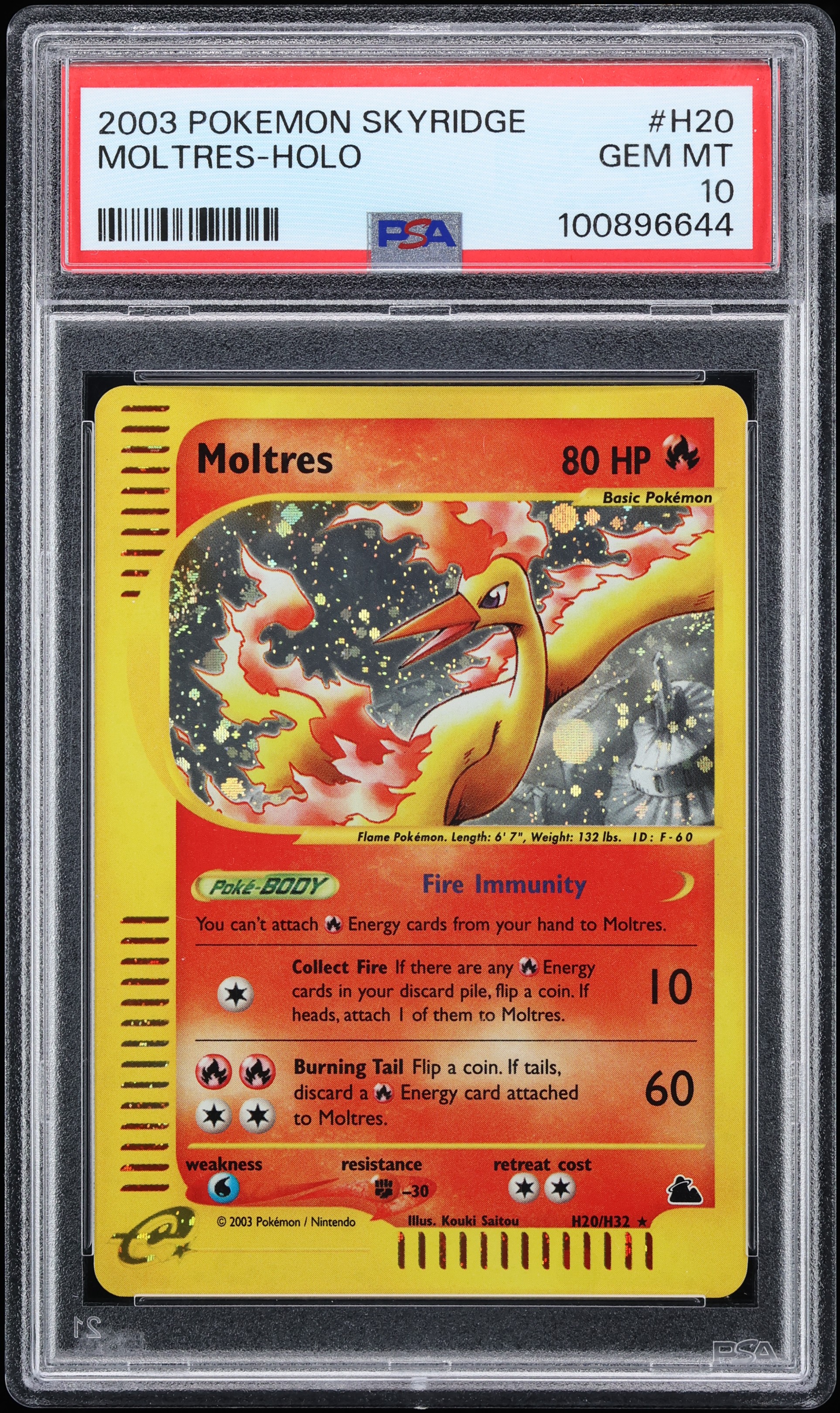 2003 Pokemon Skyridge Holo Moltres #H20 PSA 10 GEM MINT