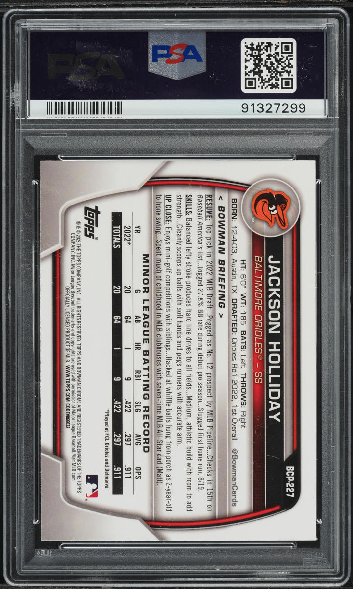 2023 Bowman Chrome Mega Box Jackson Holliday PROSPECT #BCP-227 PSA 9 MINT