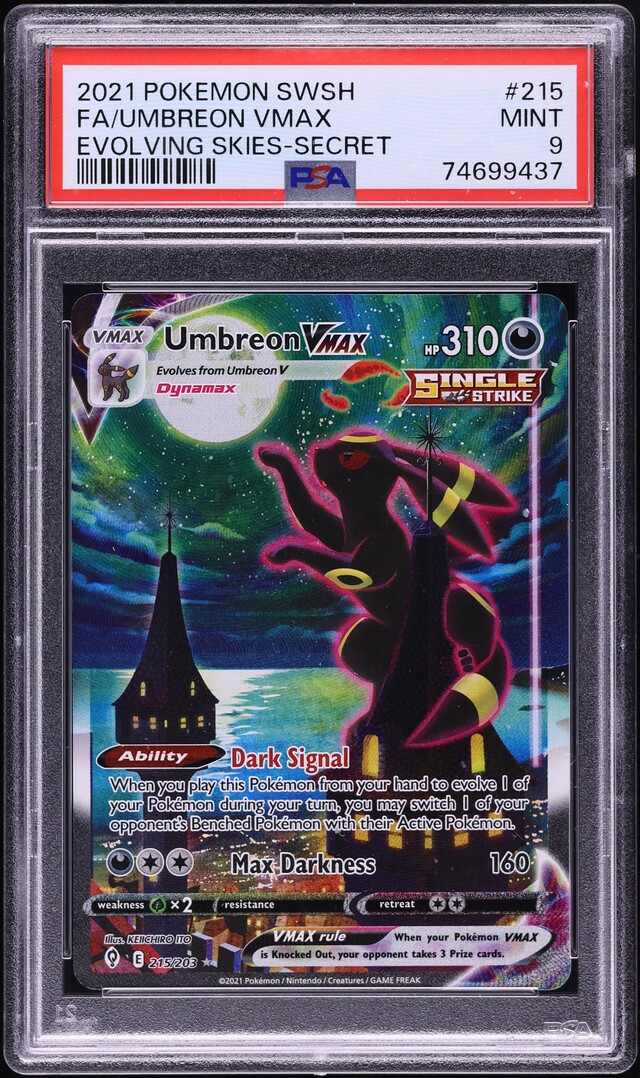 2021 Pokemon SWSH Evolving Skies Alt Art Umbreon VMAX #215 PSA 9 MINT