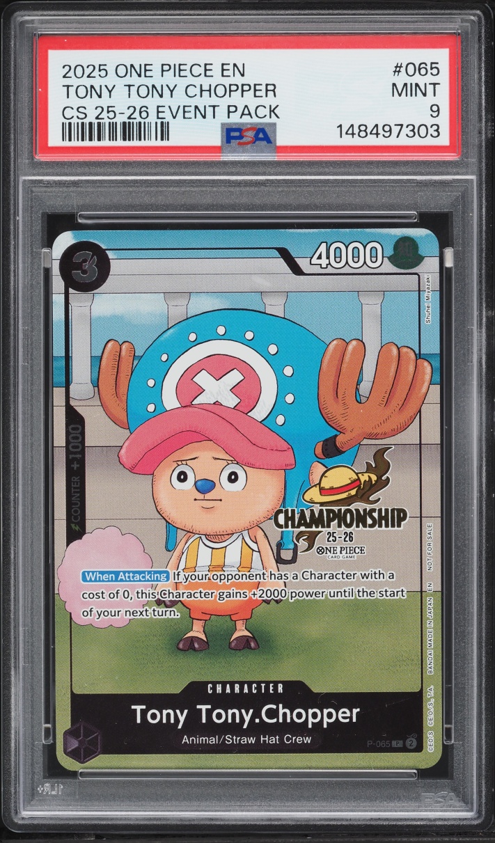 2025 One Piece Promo Championship Event Pack Tony Tony Chopper #P-065 PSA 9 MINT