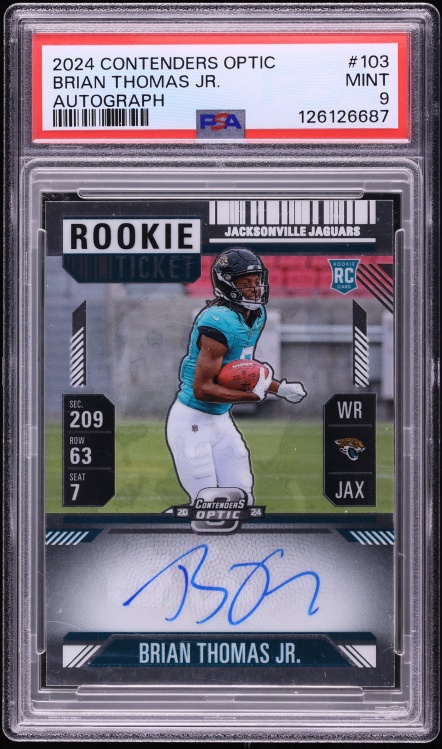 2024 Panini Contenders Optic Brian Thomas Jr. ROOKIE AUTO #103 PSA 9 MINT
