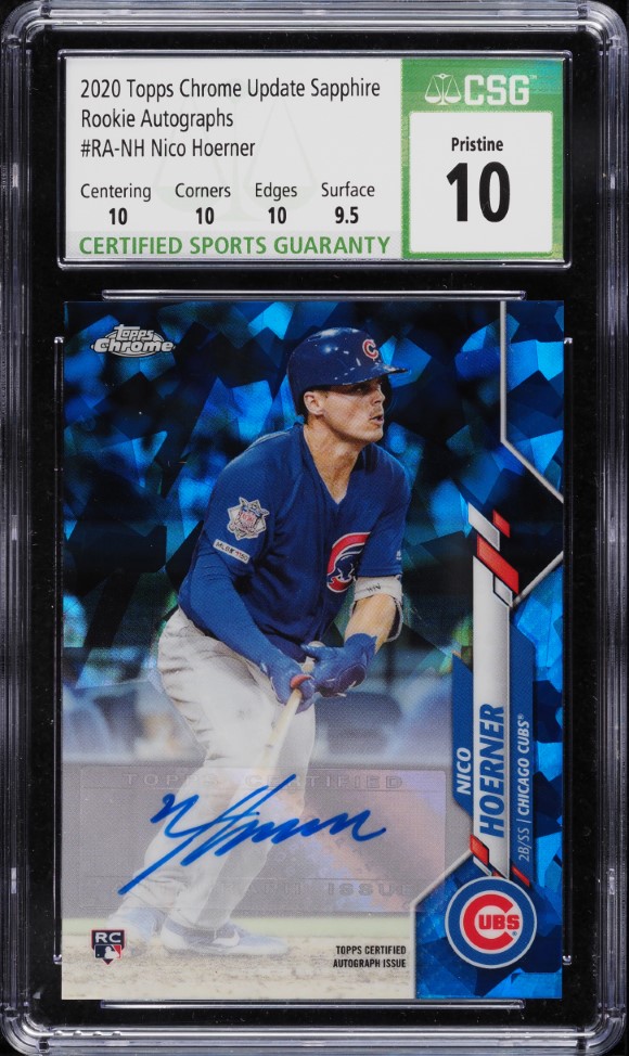 2020 Topps Chrome Update Sapphire Nico Hoerner ROOKIE AUTO #RANH CSG 10 PRISTINE