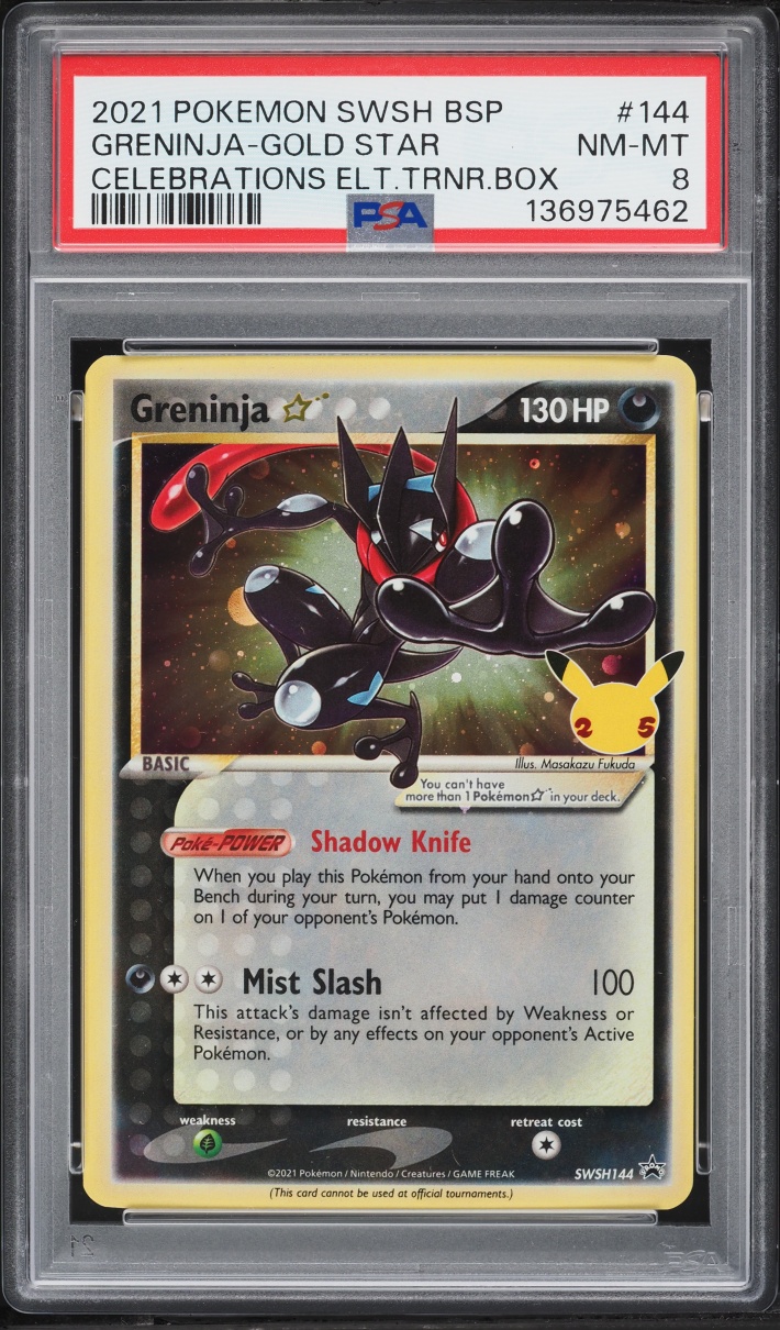 2021 Pokemon Sword & Shield Promo Celebrations ETB Holo Greninja Gold Star #144 PSA 8 NM-MT