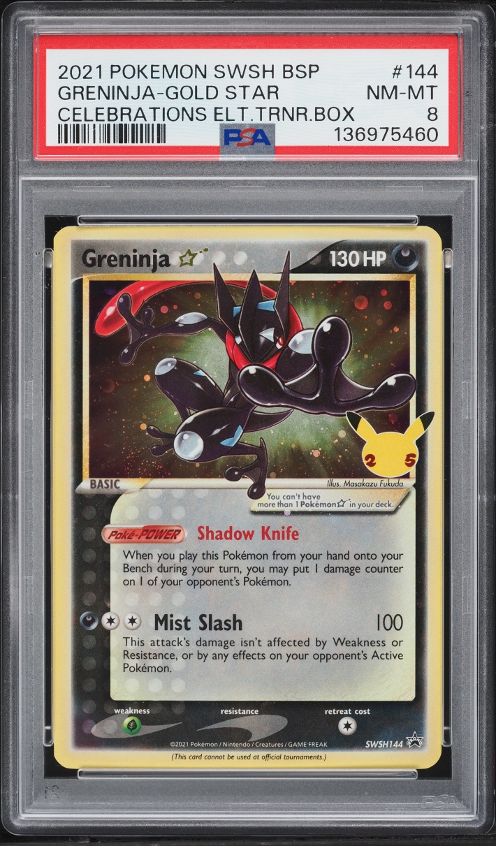 2021 Pokemon Sword & Shield Promo Celebrations ETB Holo Greninja Gold Star #144 PSA 8 NM-MT