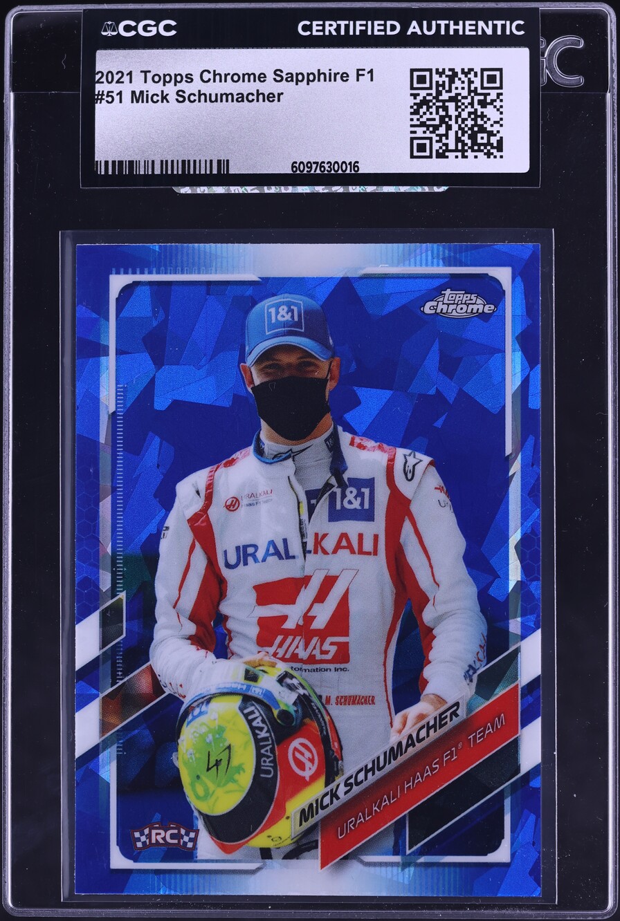 2021 Topps Chrome Formula 1 F1 Sapphire Mick Schumacher ROOKIE #51 CGC AUTH
