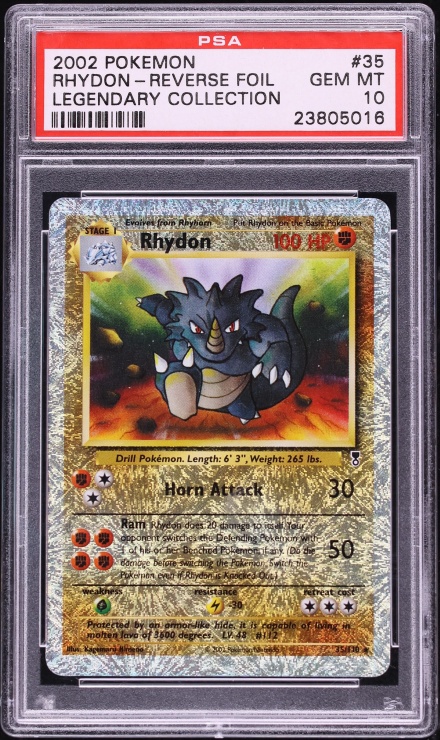 2002 Pokemon Legendary Collection Reverse Holo Rhydon #35 PSA 10 GEM MINT