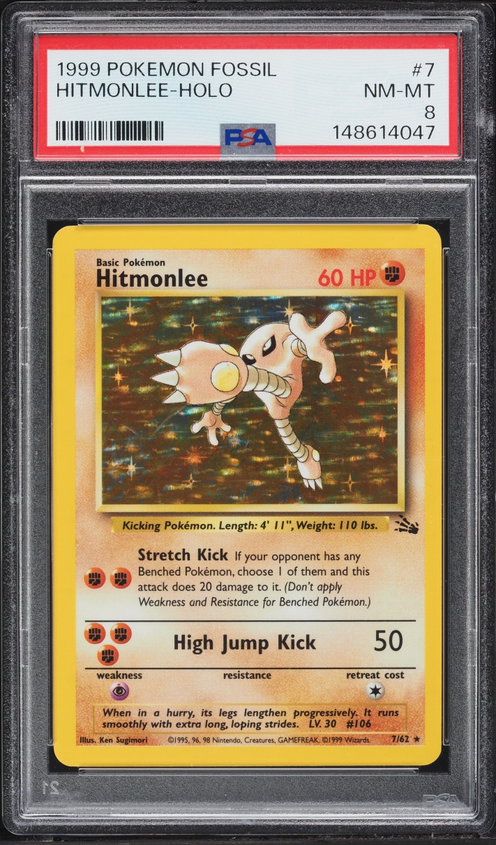 1999 Pokemon Fossil Holo Hitmonlee #7 PSA 8 NM-MT