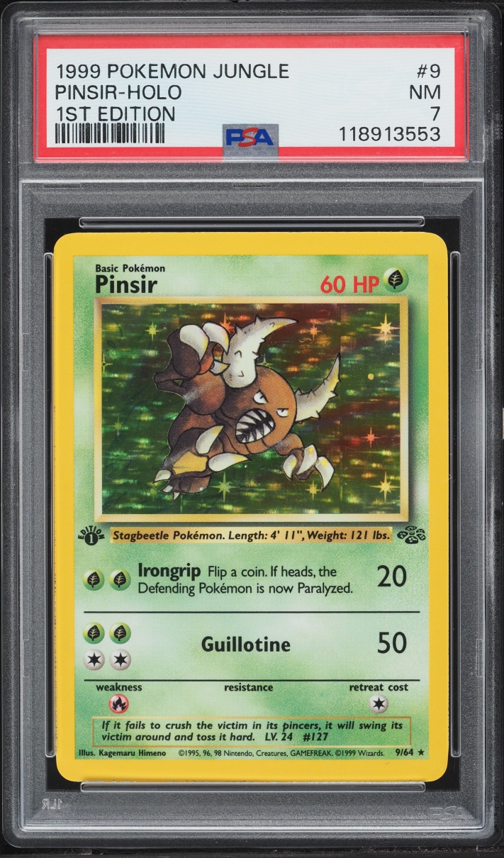 1999 Pokemon Jungle 1st Edition Holo Pinsir #9 PSA 7 NRMT