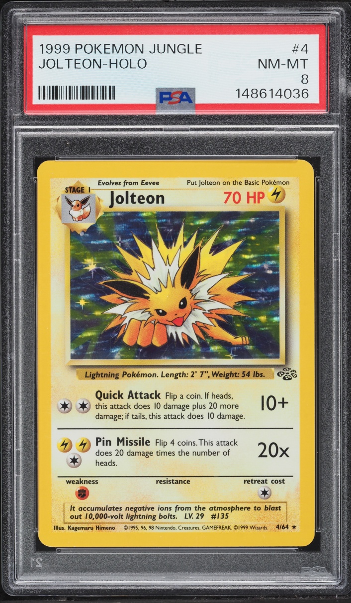 1999 Pokemon Jungle Holo Jolteon #4 PSA 8 NM-MT