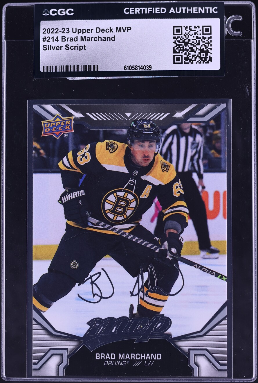 2022 Upper Deck MVP Silver Script Brad Marchand #214 CGC AUTH