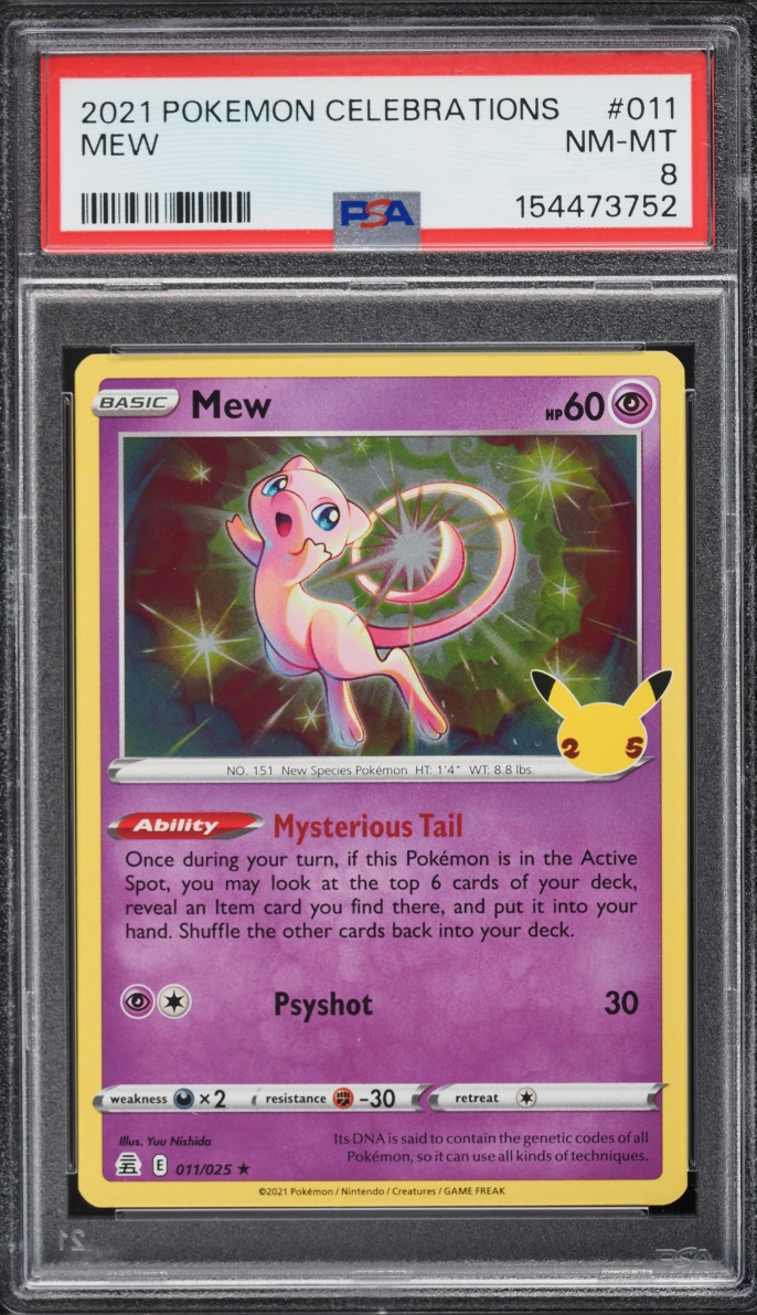 2021 Pokemon Sword & Shield Celebrations Holo Mew #11 PSA 8 NM-MT