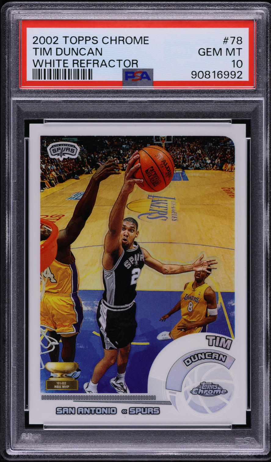 2002 Topps Chrome White Refractor Tim Duncan /249 #78 PSA 10 GEM MINT
