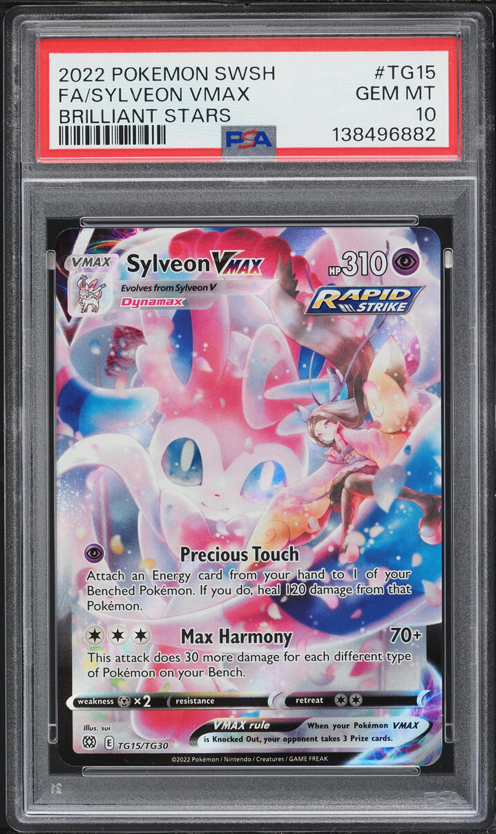 2022 Pokemon Sword & Shield Brilliant Stars Full Art Sylveon VMAX #TG15 PSA 10 GEM MINT