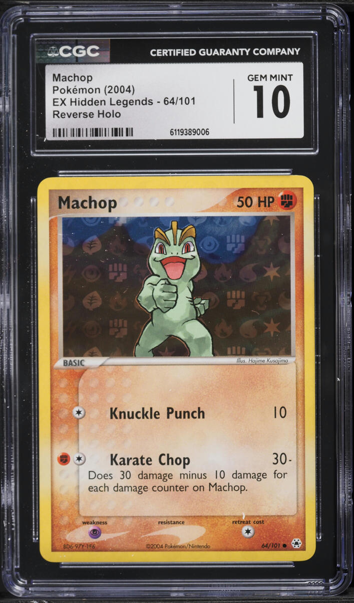 2004 Pokemon EX Hidden Legends Reverse Holo Machop #64 CGC 10 GEM MINT