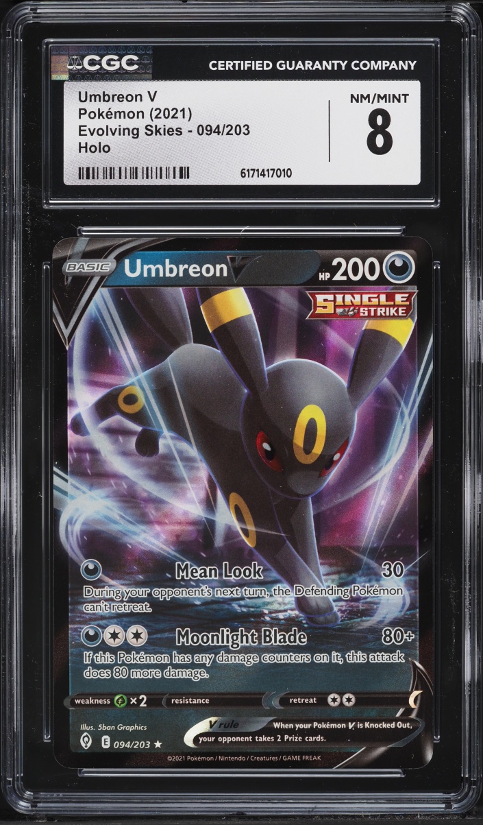 2021 Pokemon Sword & Shield Evolving Skies Holo Umbreon V #94 CGC 8 NM-MT