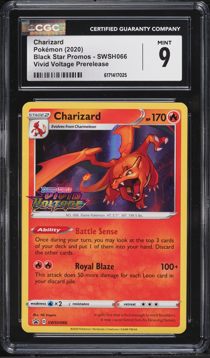 2020 Pokemon Sword & Shield Promo Vivid Voltage Prerelease Holo Charizard #SWSH066 CGC 9 MINT