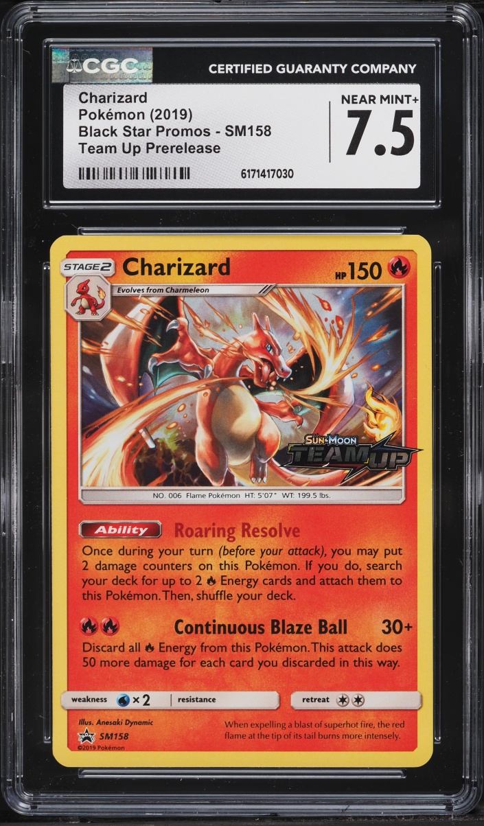 2019 Pokemon Sun & Moon Black Star Promo Team Up Prerelease Charizard #SM158 CGC 7.5 NRMT+